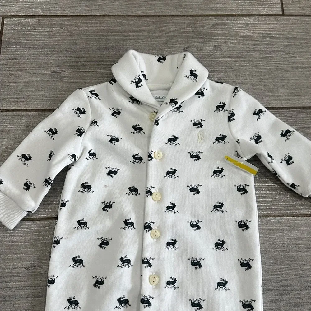 Ralph Lauren Print Fleece Romper‎ New!
